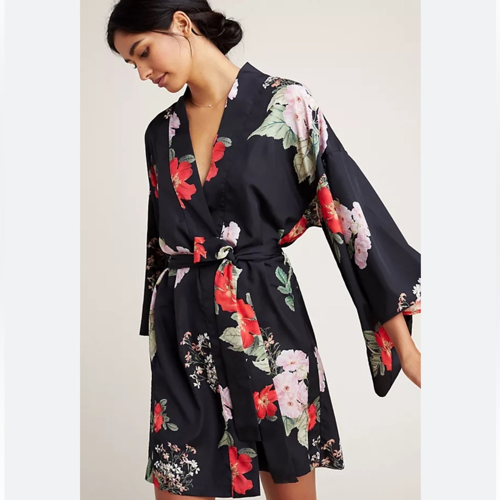 Anthropologie Maison Du Soir $120 Tokyo Robe Blac… - image 1